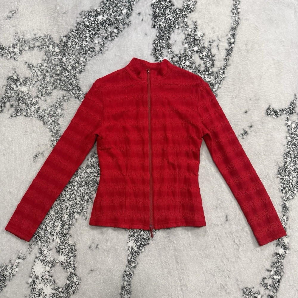 Joseph Ribkoff Jacket Womens 8 Red Textured Zip Front Career Blazer Chic Canada